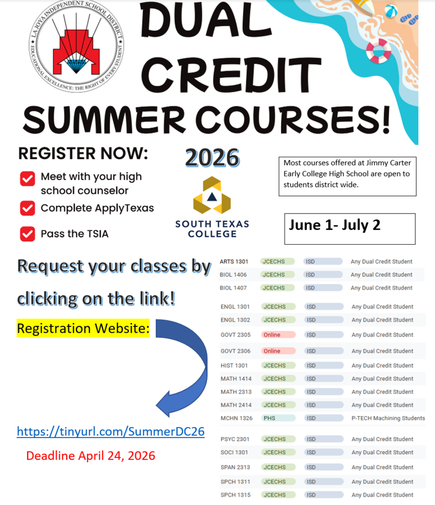 Dual Credit Summer Courses! Register Now!
