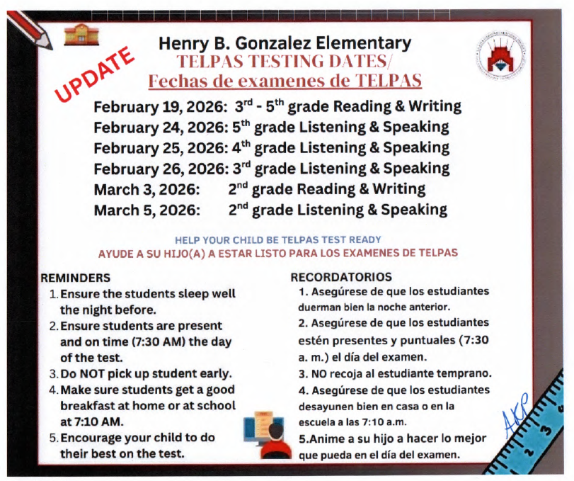telpas Update testing dates flyer