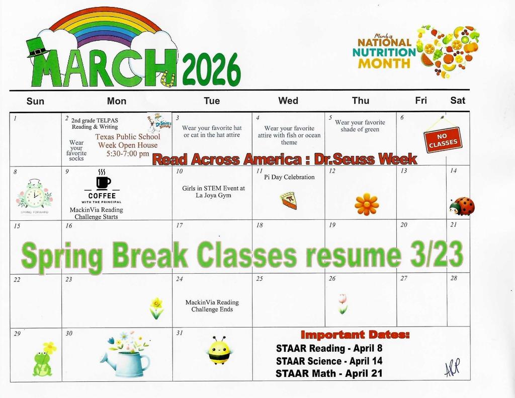 March Calendar of Events