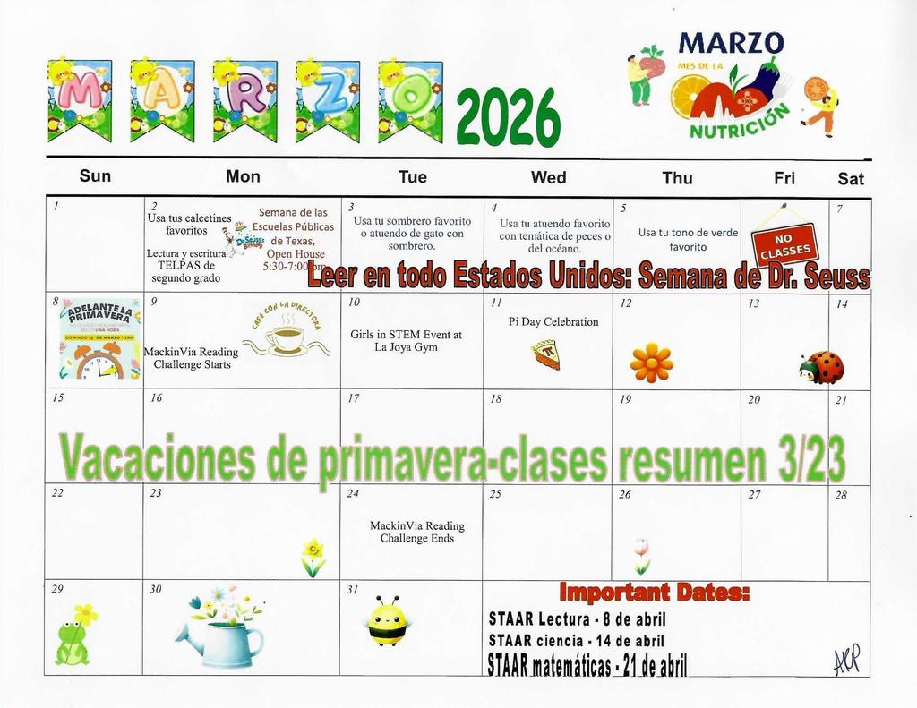 March Calendar of Events