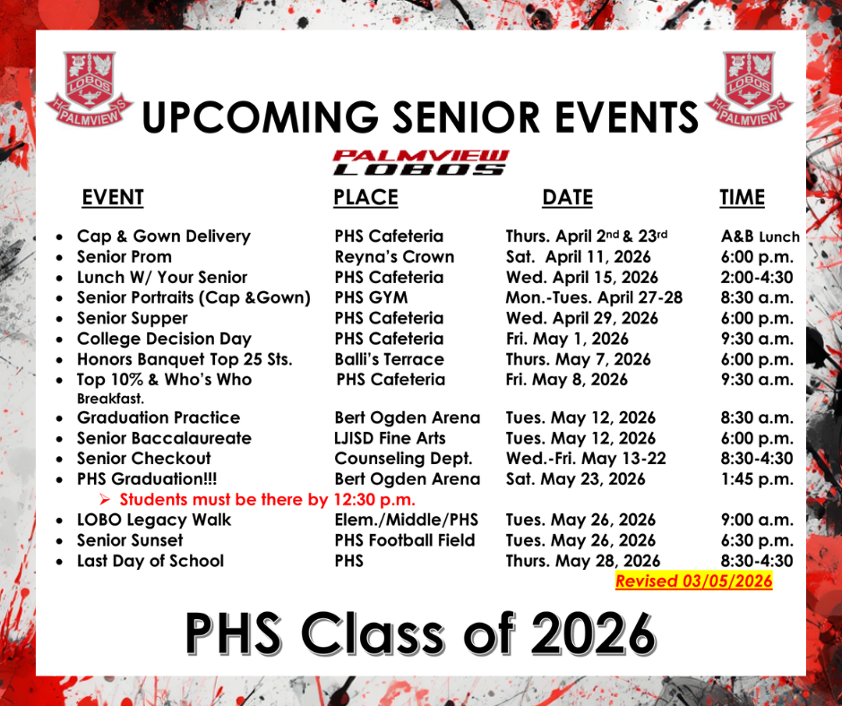 Upcoming Senior Events