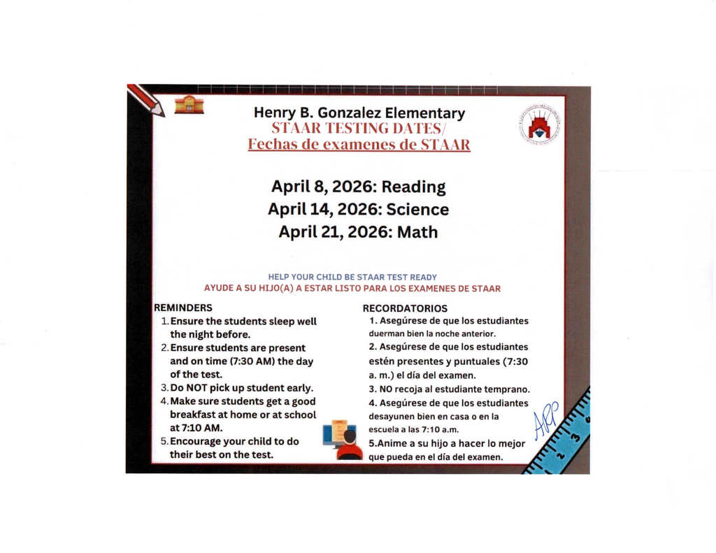 STAAR testing dates flyer