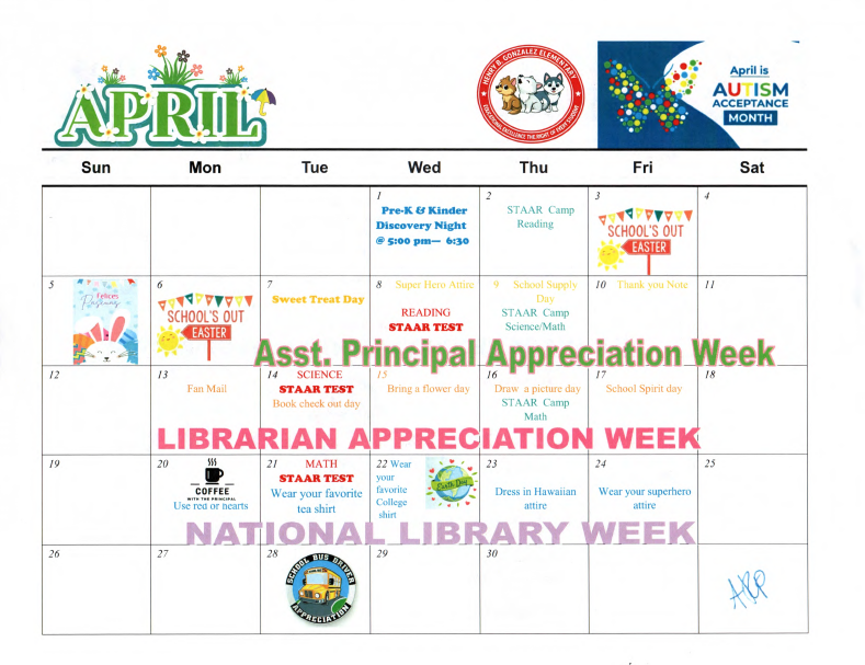 April calendar of events