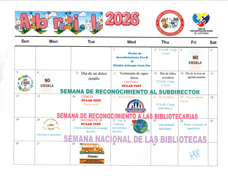 April calendar of events