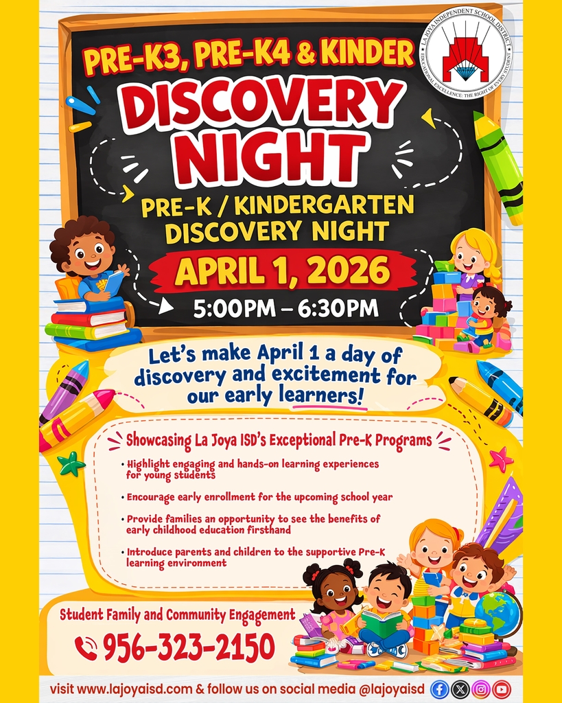 Pre-K3, Pre-K4 & Kindergarten Discovery Night is happening today! 