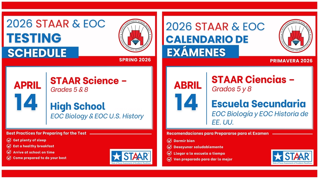 STAAR TESTING APRIL 14