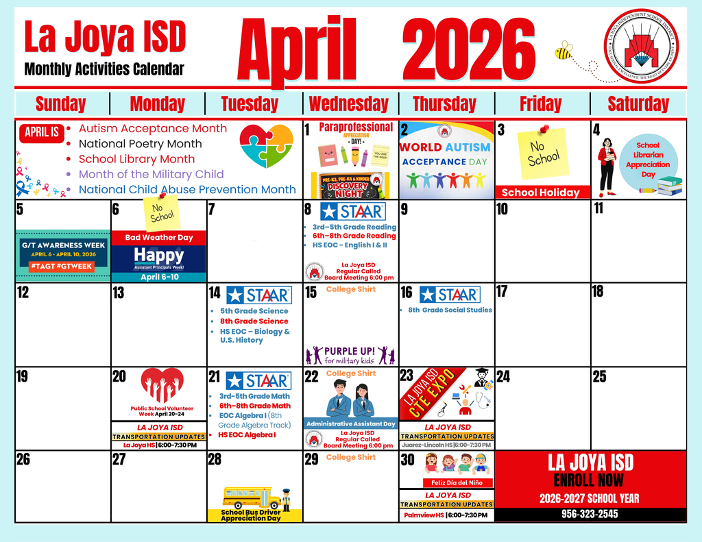 April Activities Calendar 