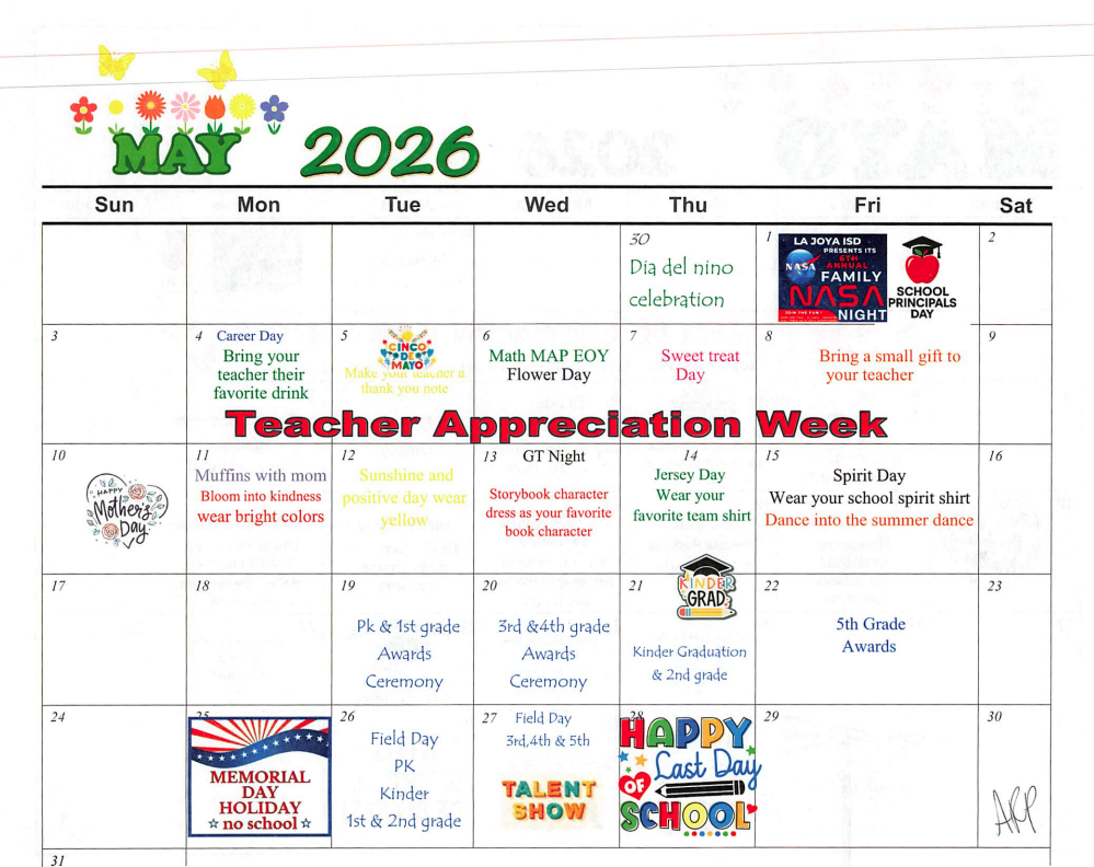 May calendar of events