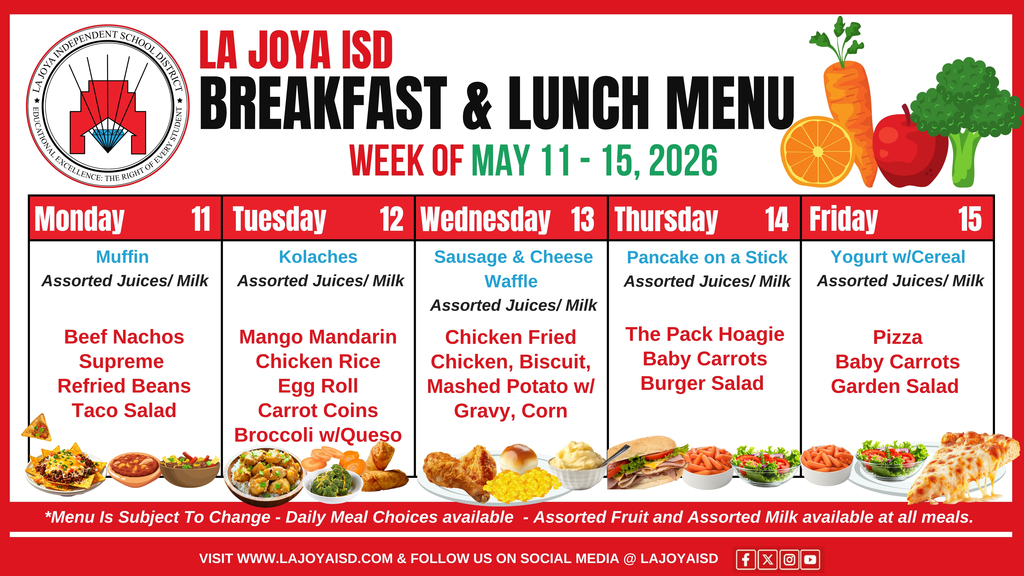 Lunch Menu week of May 11-15