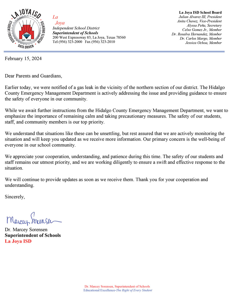 📢 DISTRICT UPDATE: