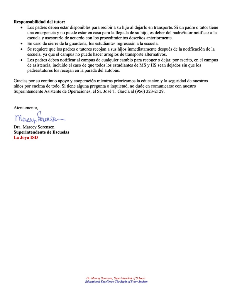 transportation Update spanish