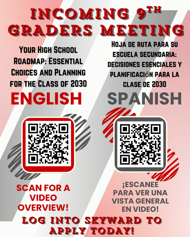 8th grade parent meeting about high school qr codes