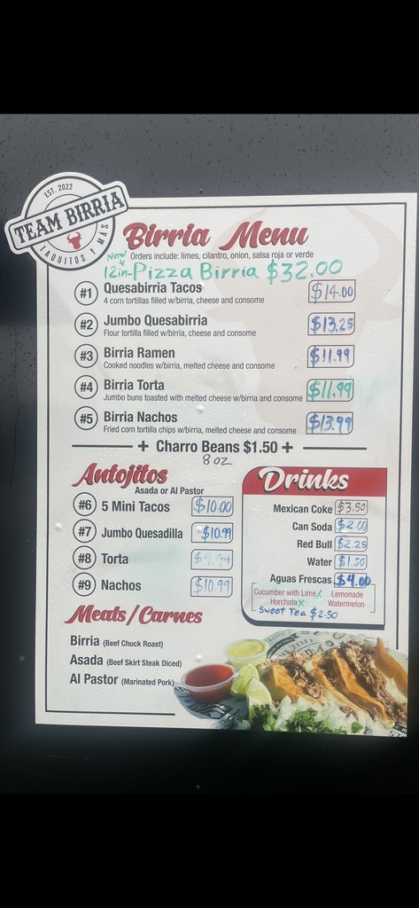 Team Birria Menu