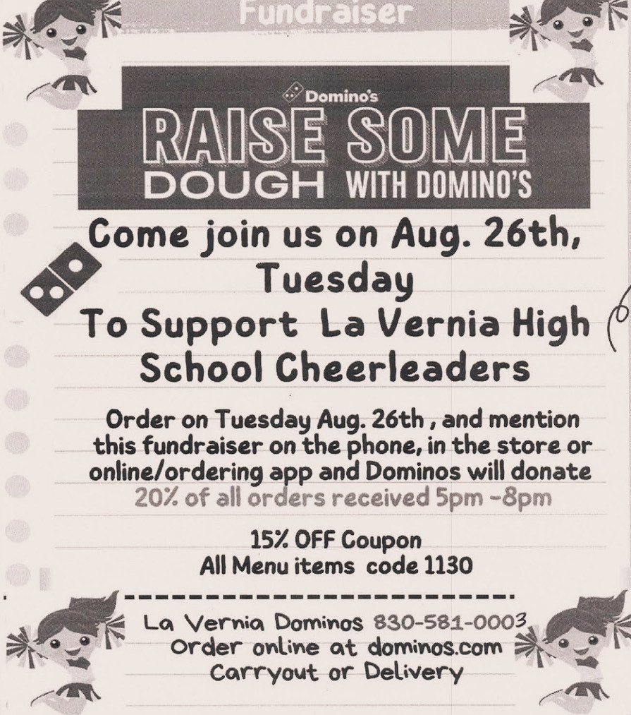 Raise some dough with Domino's to support the LVHS Cheerleaders