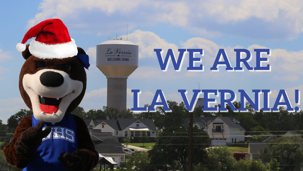 We are La Vernia! Bear with Santa hat