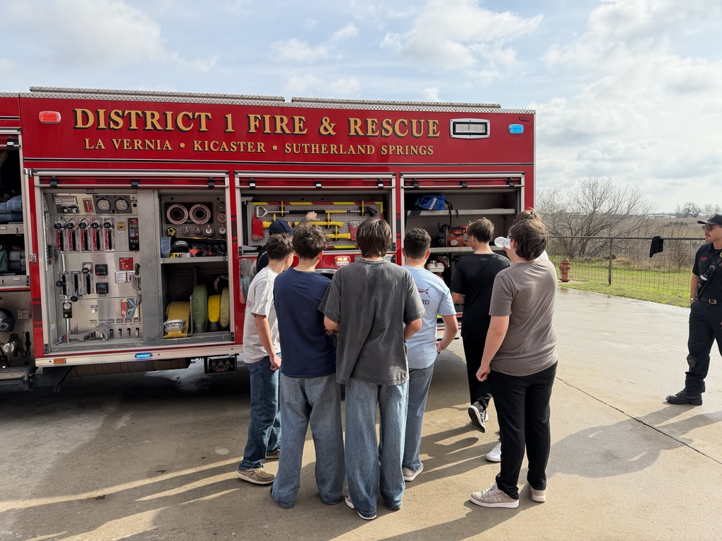 Group at fire truck