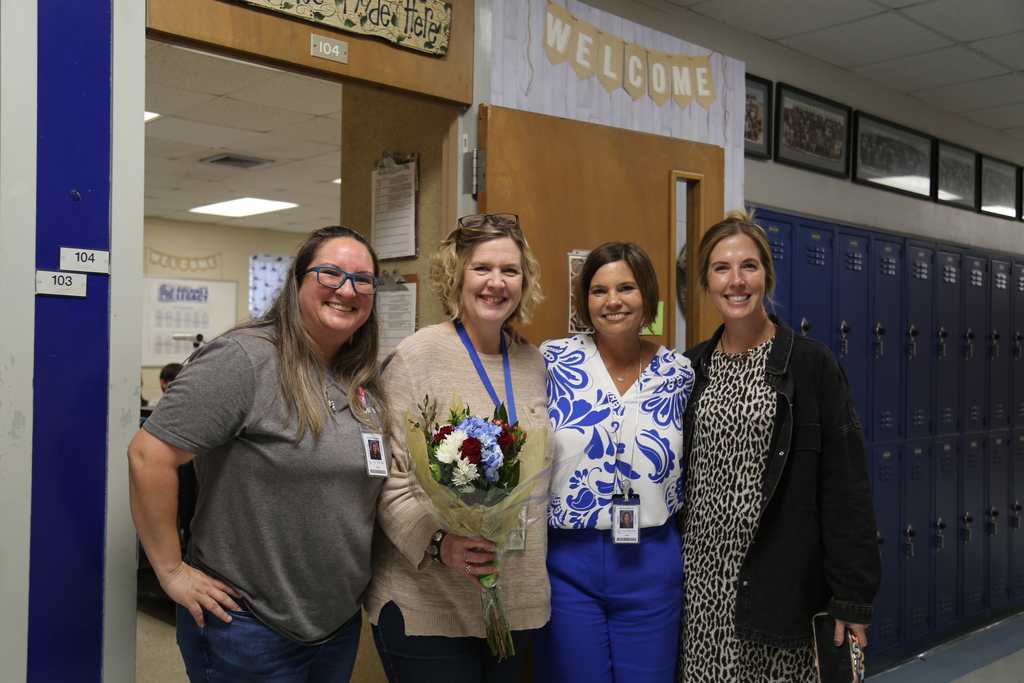 Mrs. Callaway, Teacher of the Year - Paige Haass, Mrs. Hanselka, and Mrs. Elley