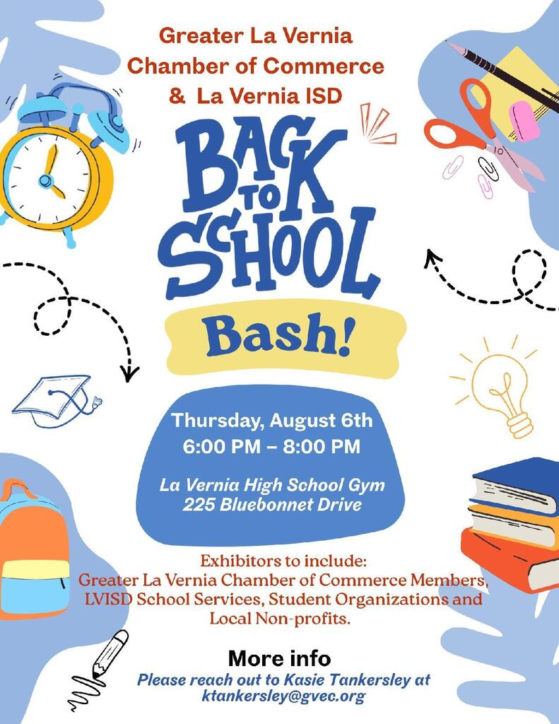 Back to School Bash - August 6th from 6-8PM