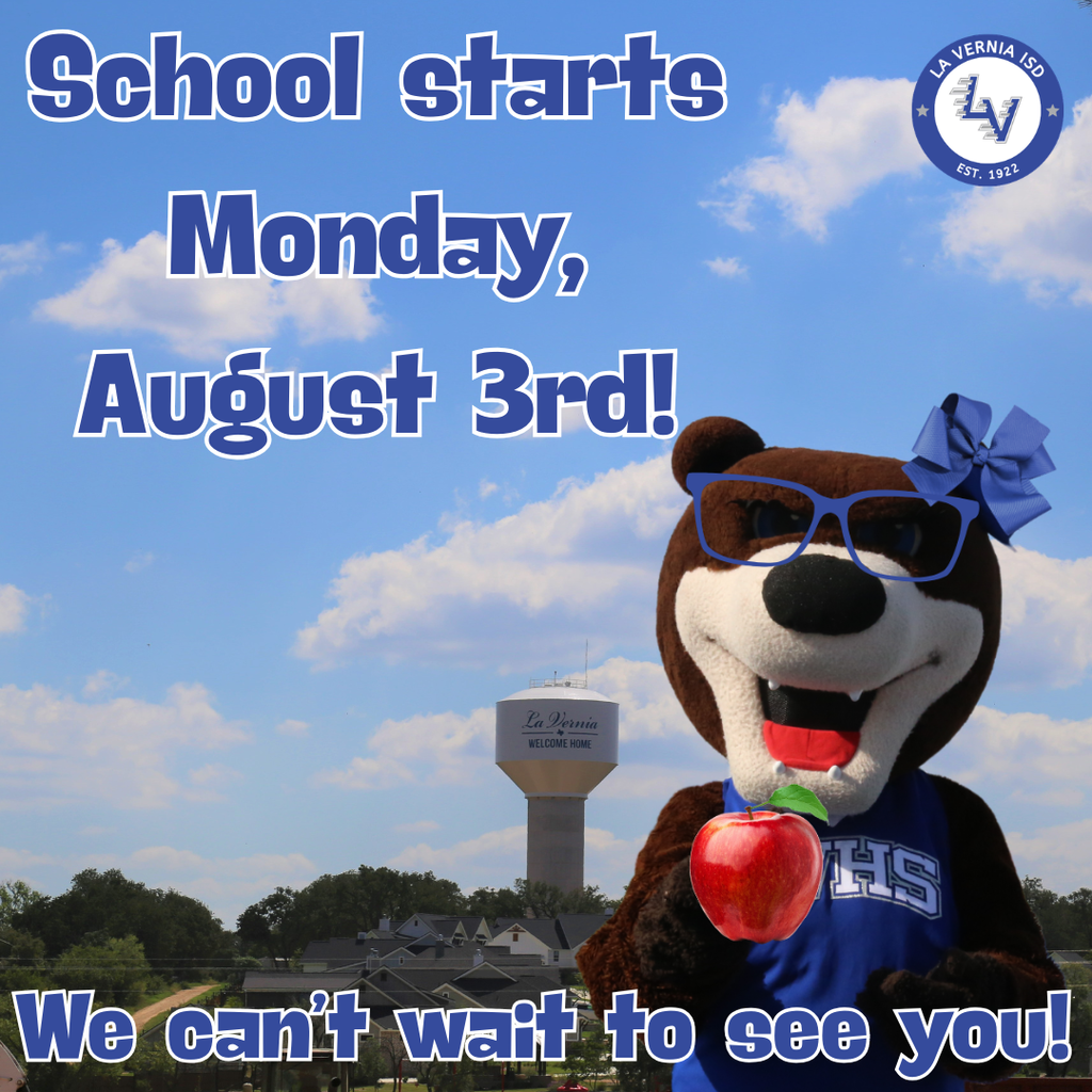 School Starts Monday, August 3rd. 