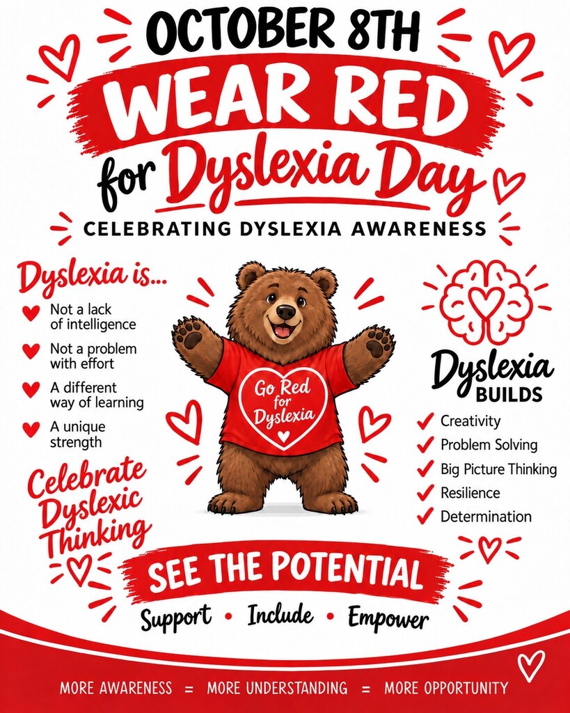 October 8th - Wear Red for Dyslexia Day