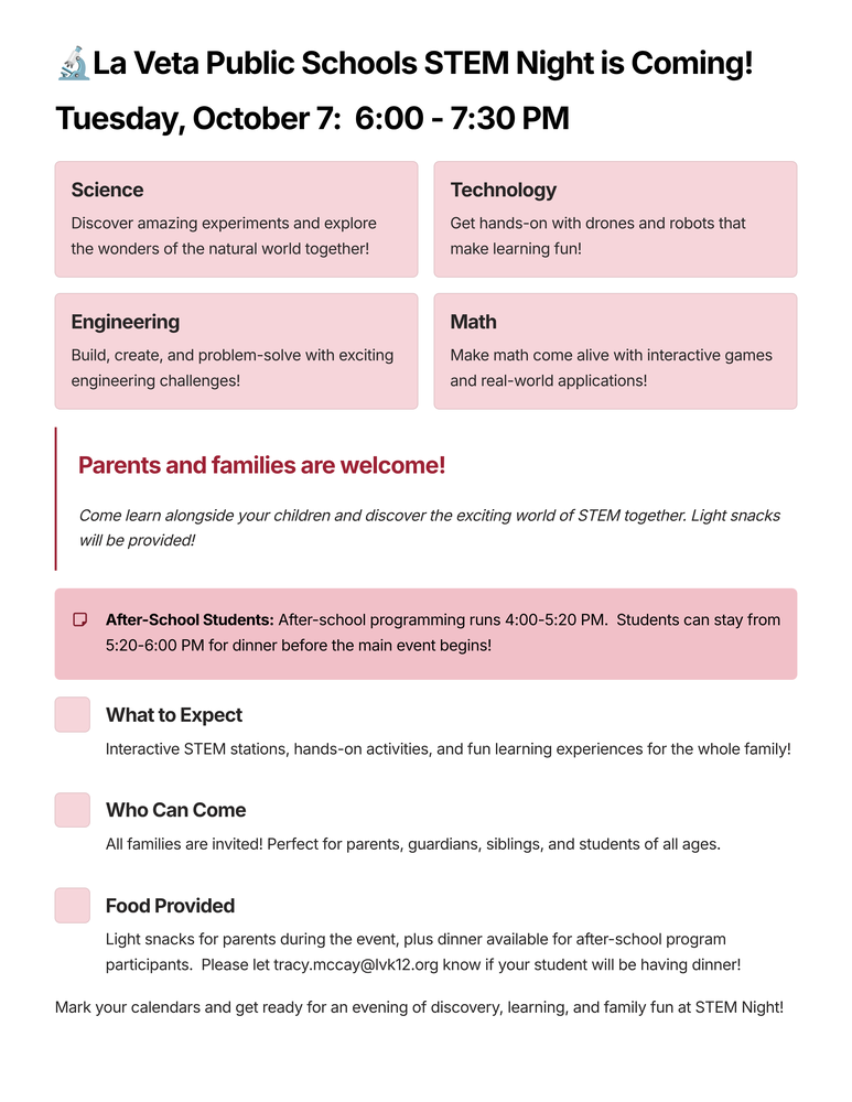 STEM Night Invitation