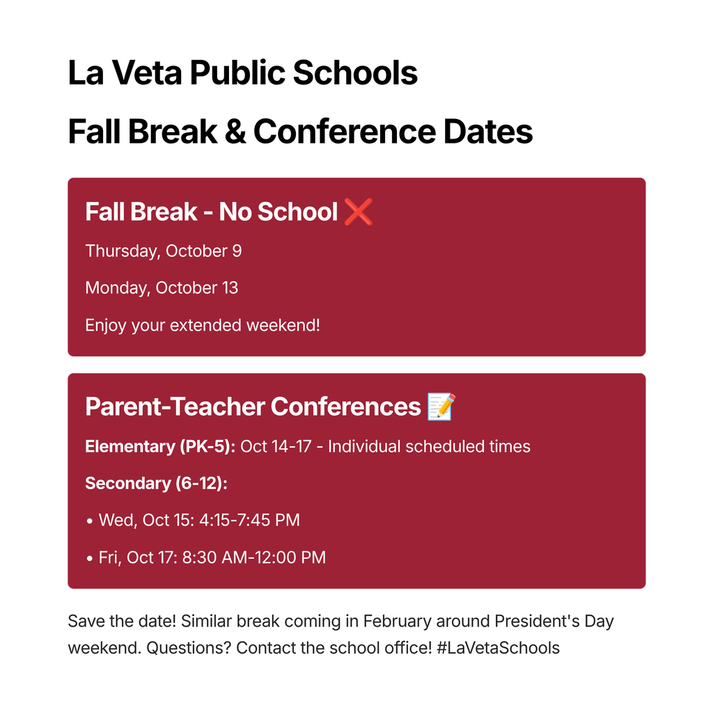 Fall Break / Parent Teacher Conferences Information 