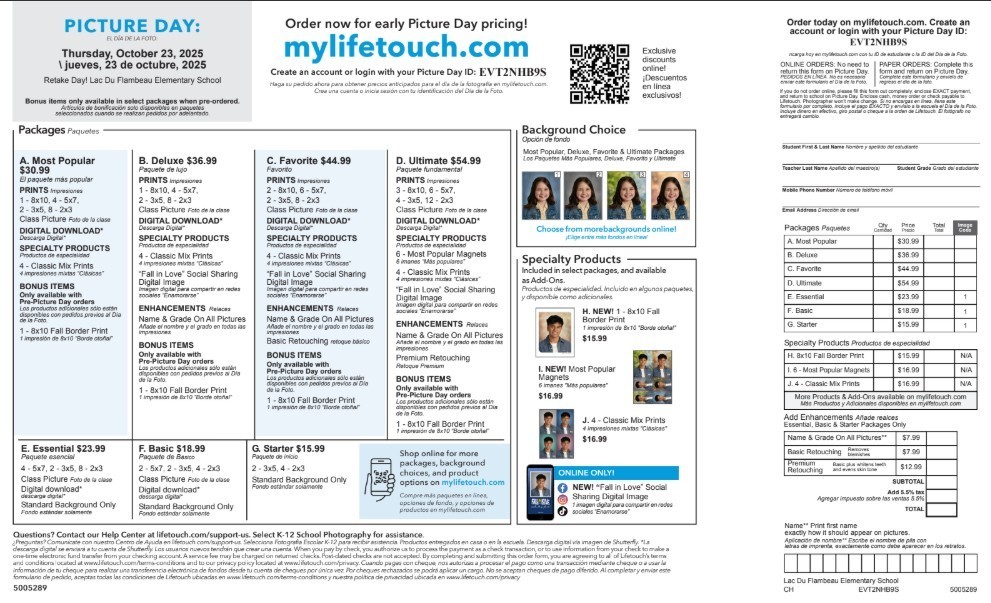 Picture Retake Day is Thursday, October 23, 2025