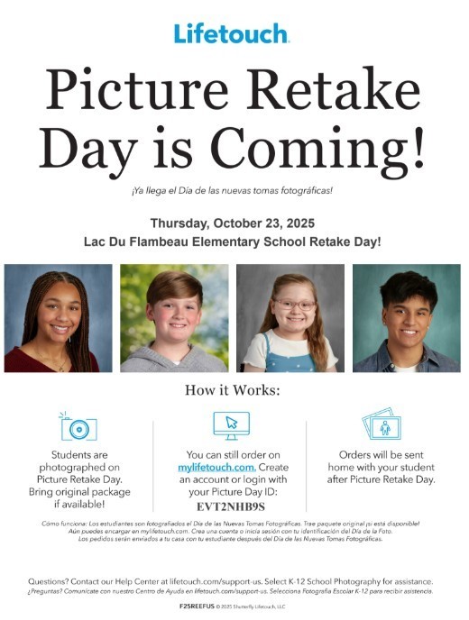 Picture Retake Day is Thursday, October 23, 2025