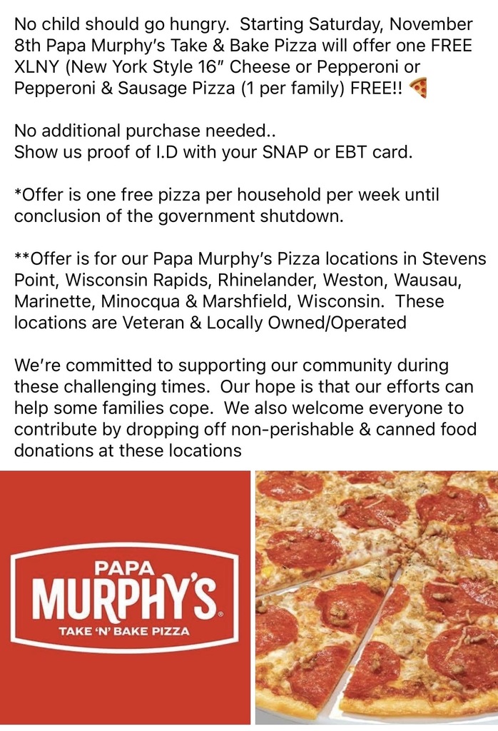 Papa Murphy's Take & Bake One FREE XLNY Pizza