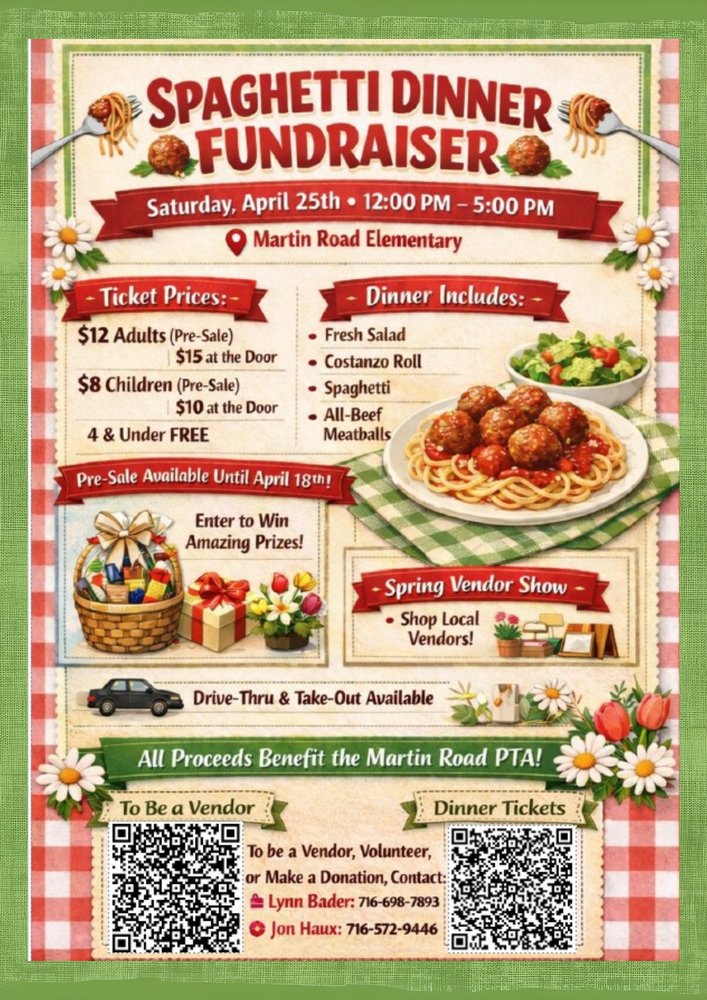 Spaghetti Dinner Fundraiser flyer