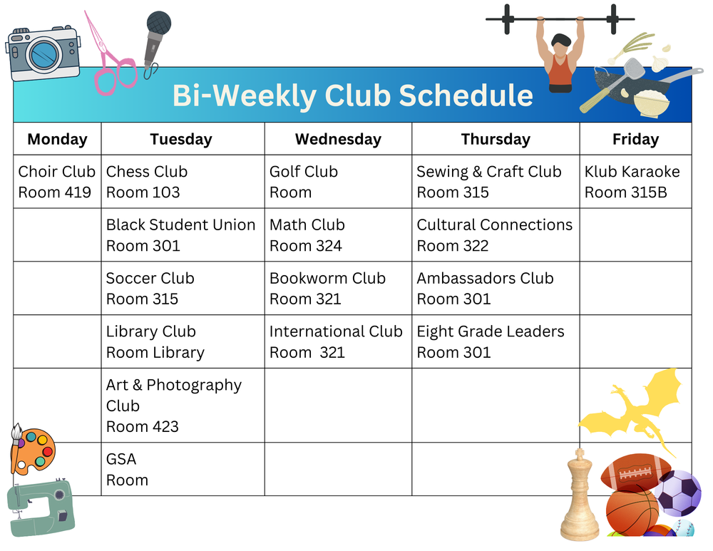 Bi-Weekly Club Schedule