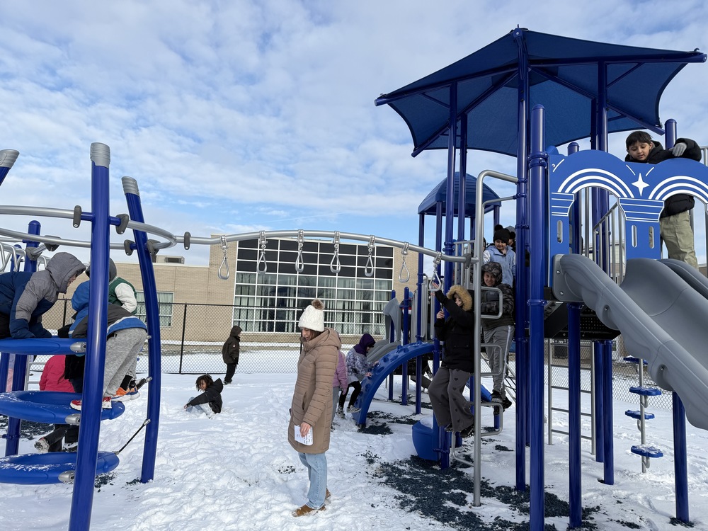 Martin Road students play on their new playground.