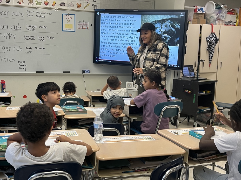 Students work in class.