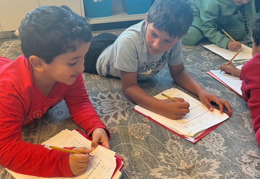 Students work in class.