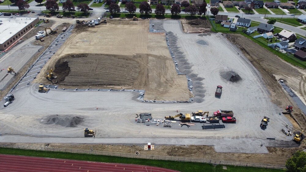 Lackawanna football field construction progress.