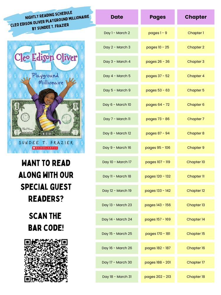 One School One Book informational flyer