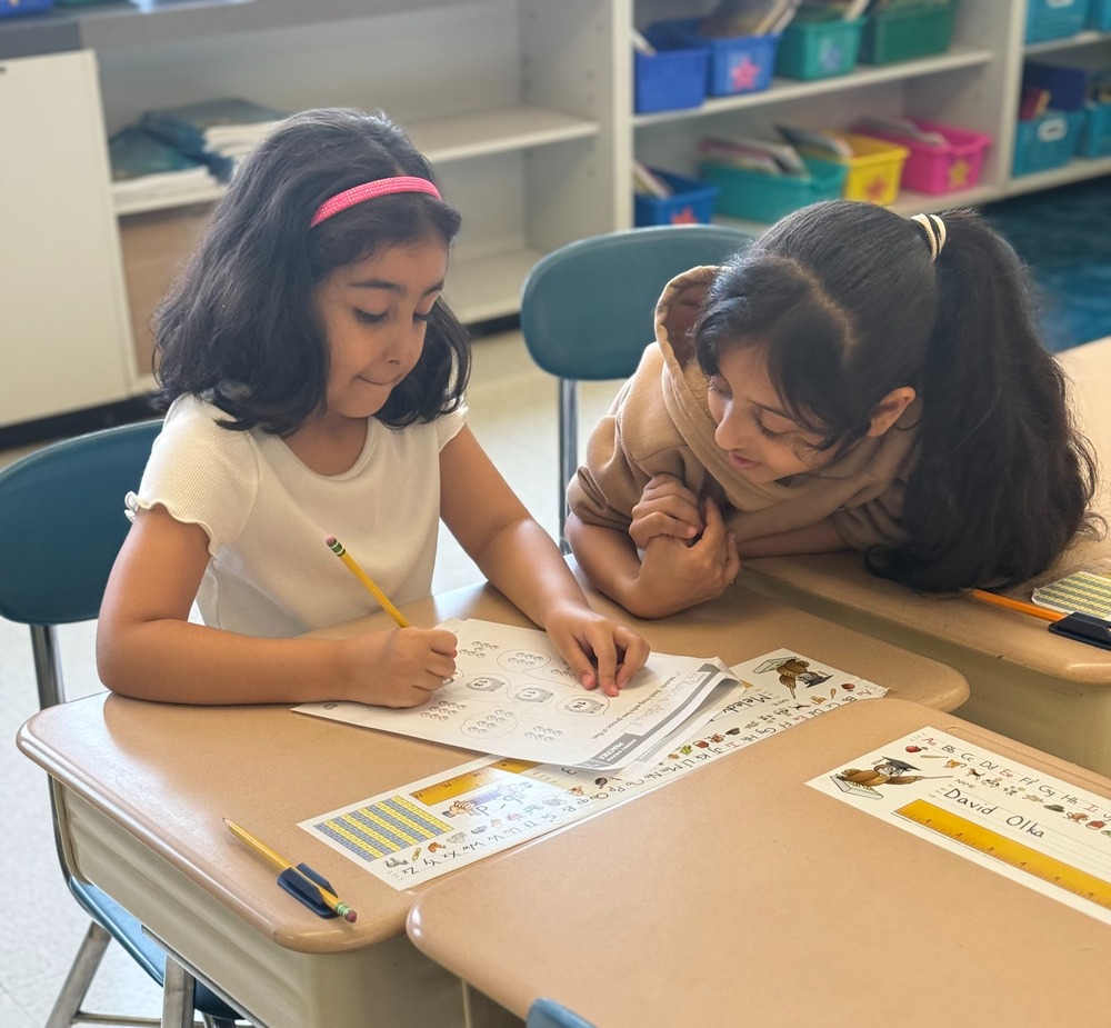 Students work in class.