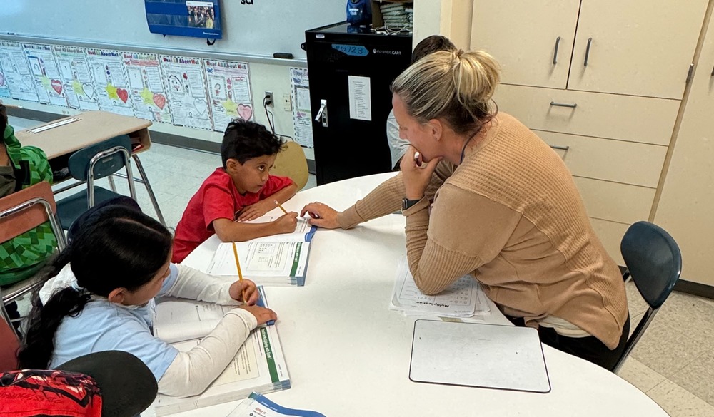Students work in class.
