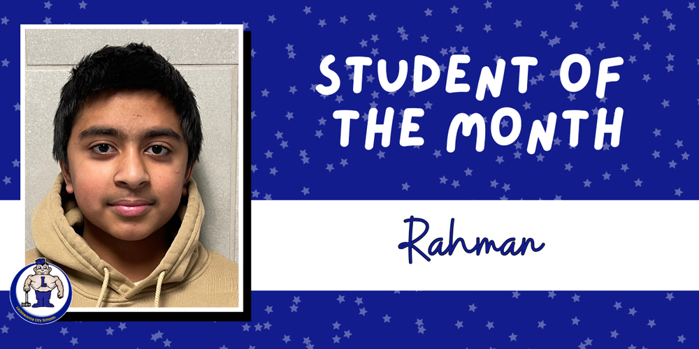Rahman Student of the Month graphic