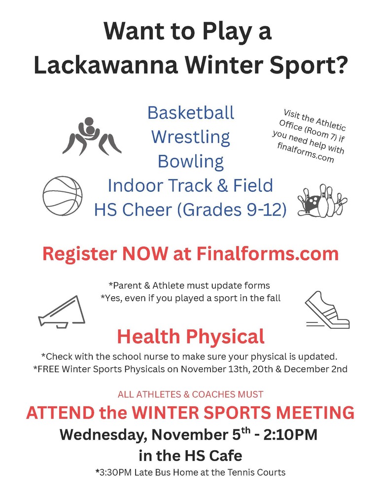 Want to Play a Lackawanna Winter Sport flyer