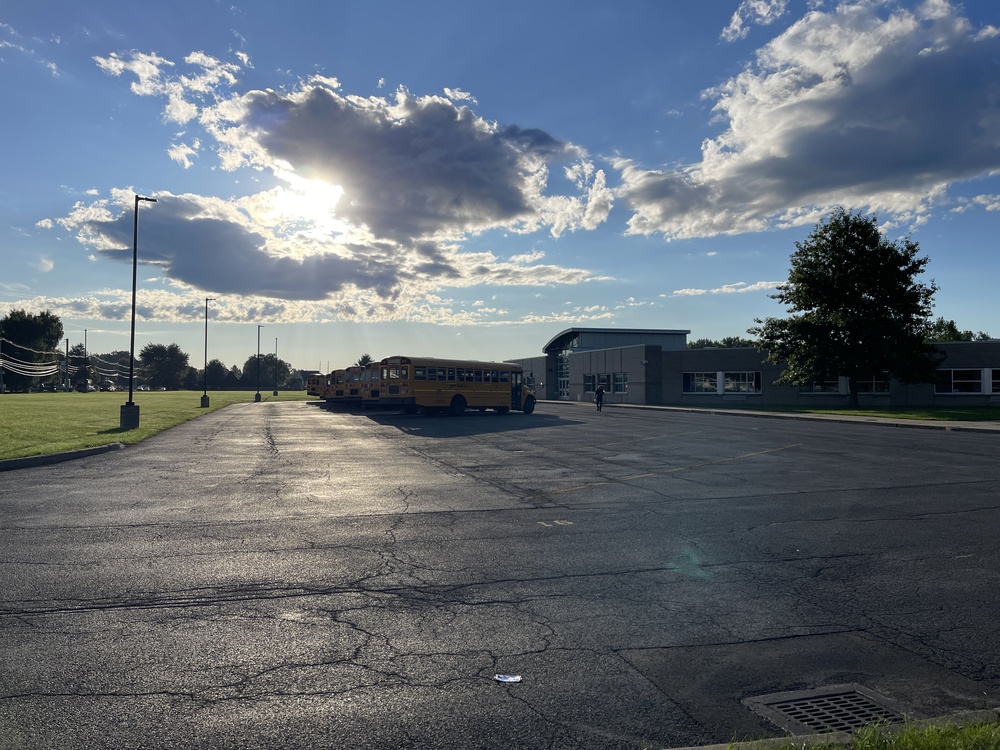 Buses in front of Martin Road