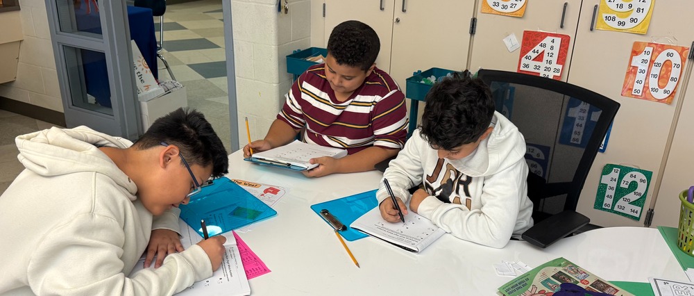Students work in class.