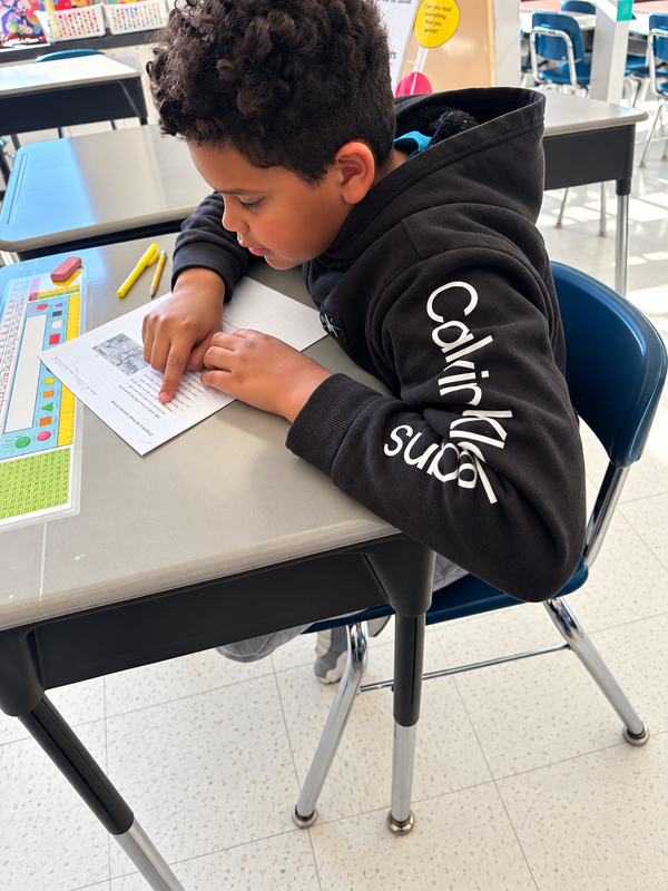 student working at desk