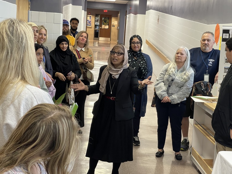 People gather for LMS Courtyard opening