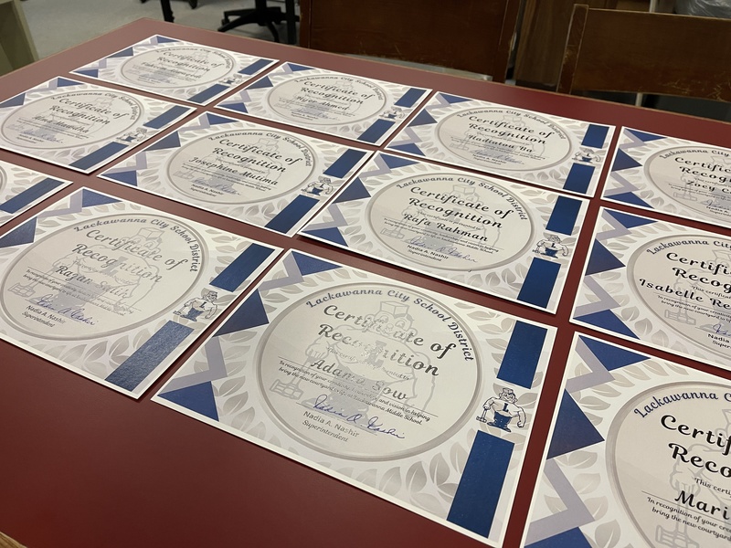 Student recognition certificates