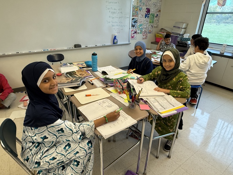 Students work in class.