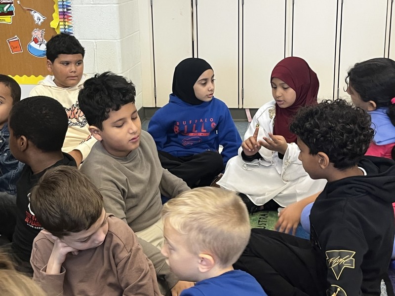 Students read in class.