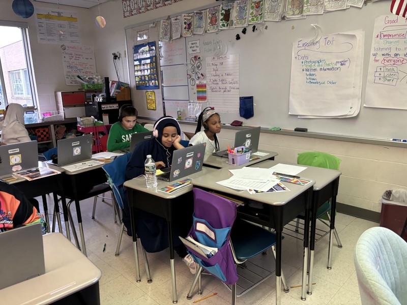 Students read in class.
