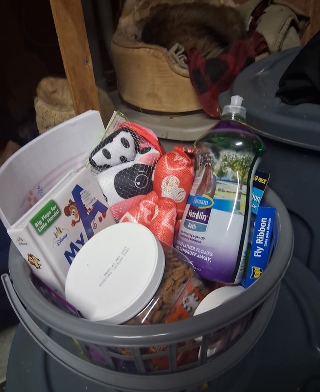 Box of donated items.