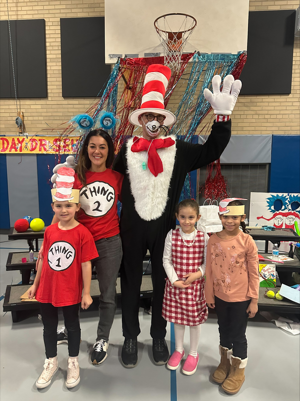 Students gather in the gym for Dr. Suess Week.